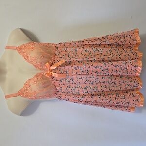 Floral Babydoll Lace Sequin Coquette Lingerie Dress Nightie Sheer Mesh Bow 1X